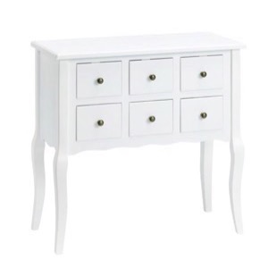 Konsolbord 6 skuffer svejfede ben hvidt 80x78x36 - Se Hvide møbler og Spejle